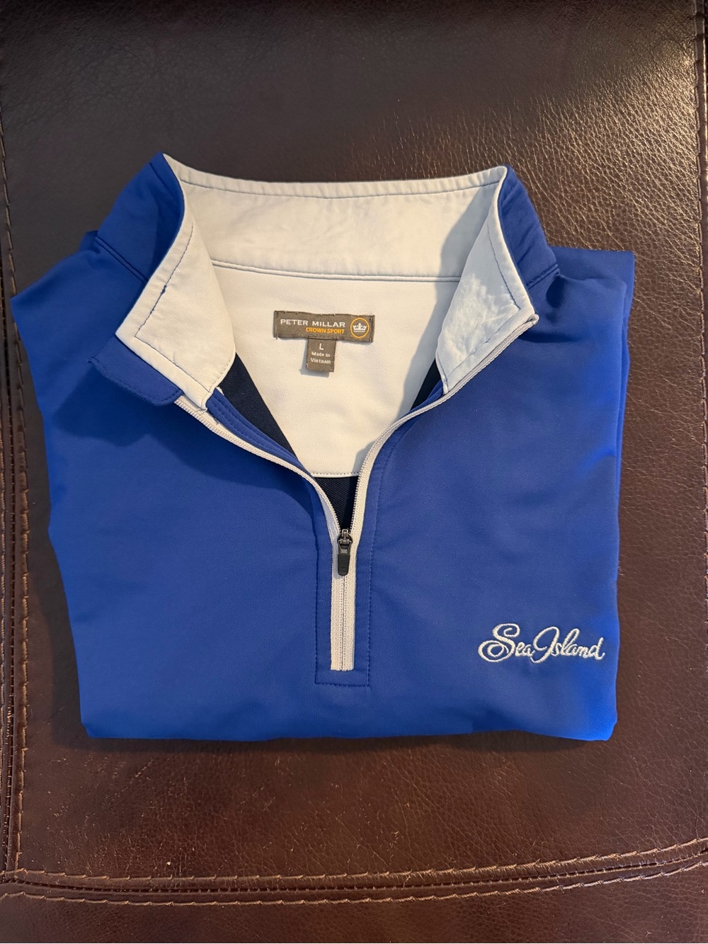Peter Millar Crown Sport Sea Island 1/4 Zip Pullover, Royal Blue, Men’s Large